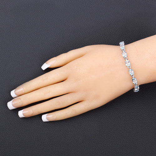 Bids.com 7.60 Carat Genuine Blue Topaz .925 Sterling Silver Bracelet Bracelets