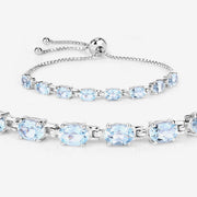 Bids.com 7.60 Carat Genuine Blue Topaz .925 Sterling Silver Bracelet Bracelets