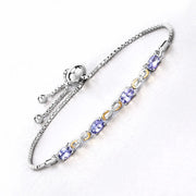Bids.com 1.81 Carat Genuine Tanzanite and White Topaz .925 Sterling Silver Bracelet Bracelets
