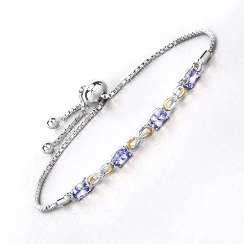 Bids.com 1.81 Carat Genuine Tanzanite and White Topaz .925 Sterling Silver Bracelet Bracelets