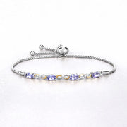 Bids.com 1.81 Carat Genuine Tanzanite and White Topaz .925 Sterling Silver Bracelet Bracelets