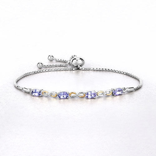 Bids.com 1.81 Carat Genuine Tanzanite and White Topaz .925 Sterling Silver Bracelet Bracelets