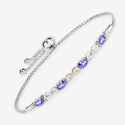 Bids.com 1.81 Carat Genuine Tanzanite and White Topaz .925 Sterling Silver Bracelet Bracelets