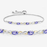 Bids.com 1.81 Carat Genuine Tanzanite and White Topaz .925 Sterling Silver Bracelet Bracelets