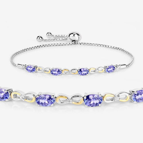 Bids.com 1.81 Carat Genuine Tanzanite and White Topaz .925 Sterling Silver Bracelet Bracelets