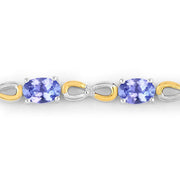 Bids.com 1.81 Carat Genuine Tanzanite and White Topaz .925 Sterling Silver Bracelet Bracelets