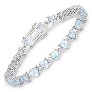 Bids.com 7.71 Carat Genuine Aquamarine and White Diamond .925 Sterling Silver Bracelet Bracelets