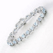 Bids.com 7.71 Carat Genuine Aquamarine and White Diamond .925 Sterling Silver Bracelet Bracelets