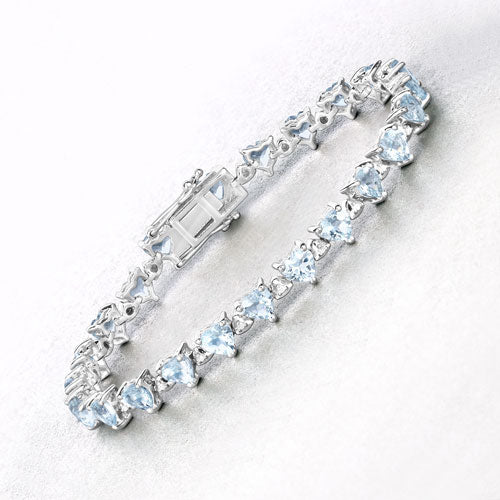 Bids.com 7.71 Carat Genuine Aquamarine and White Diamond .925 Sterling Silver Bracelet Bracelets