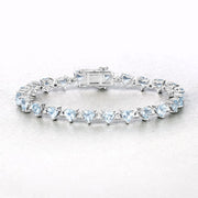 Bids.com 7.71 Carat Genuine Aquamarine and White Diamond .925 Sterling Silver Bracelet Bracelets