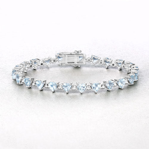 Bids.com 7.71 Carat Genuine Aquamarine and White Diamond .925 Sterling Silver Bracelet Bracelets