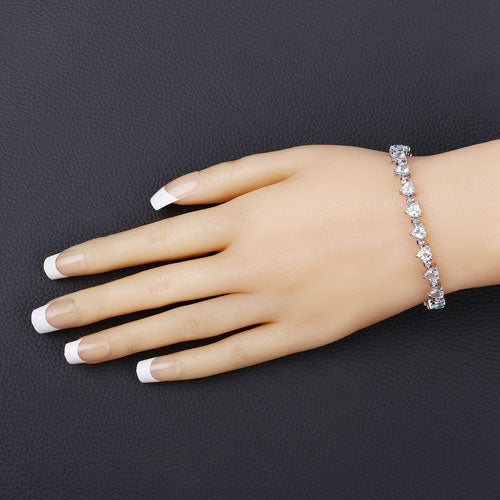Bids.com 7.71 Carat Genuine Aquamarine and White Diamond .925 Sterling Silver Bracelet Bracelets