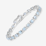 Bids.com 7.71 Carat Genuine Aquamarine and White Diamond .925 Sterling Silver Bracelet Bracelets