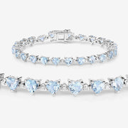 Bids.com 7.71 Carat Genuine Aquamarine and White Diamond .925 Sterling Silver Bracelet Bracelets