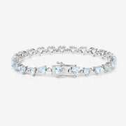 Bids.com 7.71 Carat Genuine Aquamarine and White Diamond .925 Sterling Silver Bracelet Bracelets