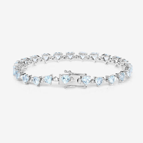 Bids.com 7.71 Carat Genuine Aquamarine and White Diamond .925 Sterling Silver Bracelet Bracelets