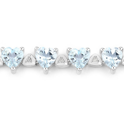 Bids.com 7.71 Carat Genuine Aquamarine and White Diamond .925 Sterling Silver Bracelet Bracelets