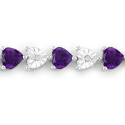Bids.com 6.59 Carat Genuine Amethyst and White Diamond .925 Sterling Silver Bracelet Bracelets
