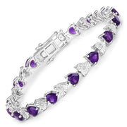 Bids.com 6.59 Carat Genuine Amethyst and White Diamond .925 Sterling Silver Bracelet Bracelets