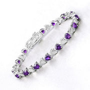 Bids.com 6.59 Carat Genuine Amethyst and White Diamond .925 Sterling Silver Bracelet Bracelets