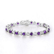 Bids.com 6.59 Carat Genuine Amethyst and White Diamond .925 Sterling Silver Bracelet Bracelets