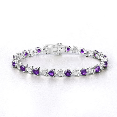 Bids.com 6.59 Carat Genuine Amethyst and White Diamond .925 Sterling Silver Bracelet Bracelets