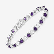 Bids.com 6.59 Carat Genuine Amethyst and White Diamond .925 Sterling Silver Bracelet Bracelets