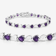Bids.com 6.59 Carat Genuine Amethyst and White Diamond .925 Sterling Silver Bracelet Bracelets