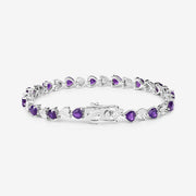 Bids.com 6.59 Carat Genuine Amethyst and White Diamond .925 Sterling Silver Bracelet Bracelets