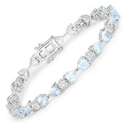 Bids.com 7.36 Carat Genuine Aquamarine and White Diamond .925 Sterling Silver Bracelet Bracelets