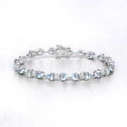 Bids.com 7.36 Carat Genuine Aquamarine and White Diamond .925 Sterling Silver Bracelet Bracelets