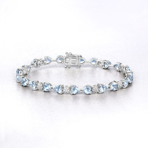 Bids.com 7.36 Carat Genuine Aquamarine and White Diamond .925 Sterling Silver Bracelet Bracelets