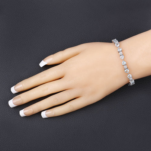 Bids.com 7.36 Carat Genuine Aquamarine and White Diamond .925 Sterling Silver Bracelet Bracelets