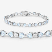 Bids.com 7.36 Carat Genuine Aquamarine and White Diamond .925 Sterling Silver Bracelet Bracelets