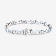 Bids.com 7.36 Carat Genuine Aquamarine and White Diamond .925 Sterling Silver Bracelet Bracelets
