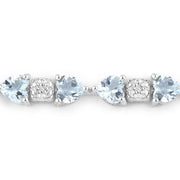Bids.com 7.36 Carat Genuine Aquamarine and White Diamond .925 Sterling Silver Bracelet Bracelets