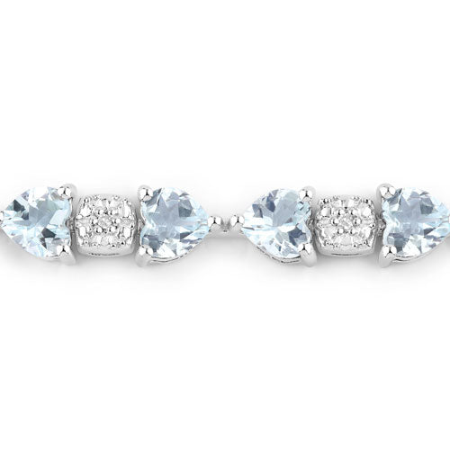 Bids.com 7.36 Carat Genuine Aquamarine and White Diamond .925 Sterling Silver Bracelet Bracelets