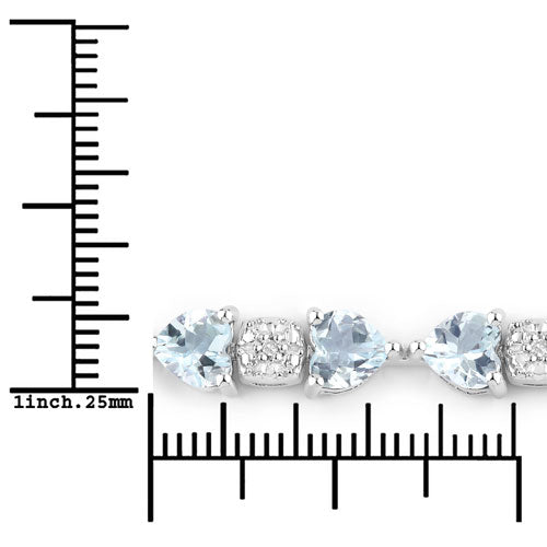 Bids.com 7.36 Carat Genuine Aquamarine and White Diamond .925 Sterling Silver Bracelet Bracelets