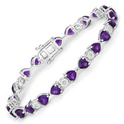 Bids.com 9.56 Carat Genuine Amethyst and White Diamond .925 Sterling Silver Bracelet Bracelets