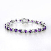 Bids.com 9.56 Carat Genuine Amethyst and White Diamond .925 Sterling Silver Bracelet Bracelets