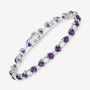 Bids.com 9.56 Carat Genuine Amethyst and White Diamond .925 Sterling Silver Bracelet Bracelets