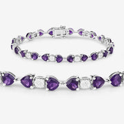 Bids.com 9.56 Carat Genuine Amethyst and White Diamond .925 Sterling Silver Bracelet Bracelets
