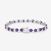Bids.com 9.56 Carat Genuine Amethyst and White Diamond .925 Sterling Silver Bracelet Bracelets
