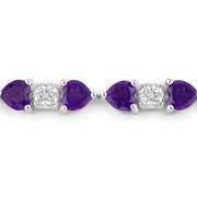 Bids.com 9.56 Carat Genuine Amethyst and White Diamond .925 Sterling Silver Bracelet Bracelets