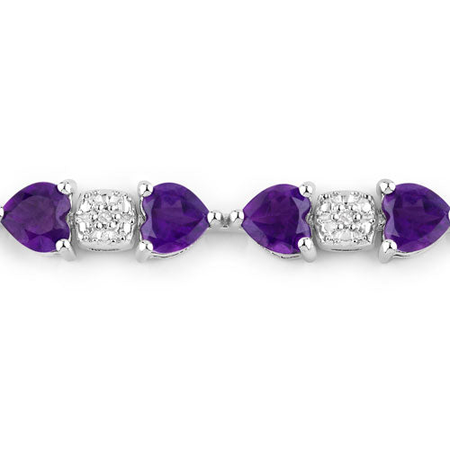 Bids.com 9.56 Carat Genuine Amethyst and White Diamond .925 Sterling Silver Bracelet Bracelets