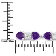Bids.com 9.56 Carat Genuine Amethyst and White Diamond .925 Sterling Silver Bracelet Bracelets