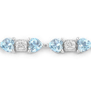 Bids.com 11.10 Carat Genuine Blue Topaz and White Diamond .925 Sterling Silver Bracelet Bracelets