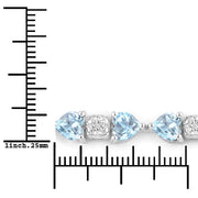 Bids.com 11.10 Carat Genuine Blue Topaz and White Diamond .925 Sterling Silver Bracelet Bracelets