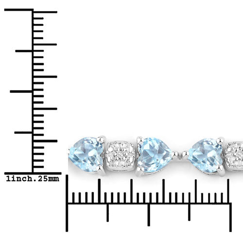 Bids.com 11.10 Carat Genuine Blue Topaz and White Diamond .925 Sterling Silver Bracelet Bracelets