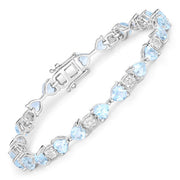Bids.com 11.10 Carat Genuine Blue Topaz and White Diamond .925 Sterling Silver Bracelet Bracelets